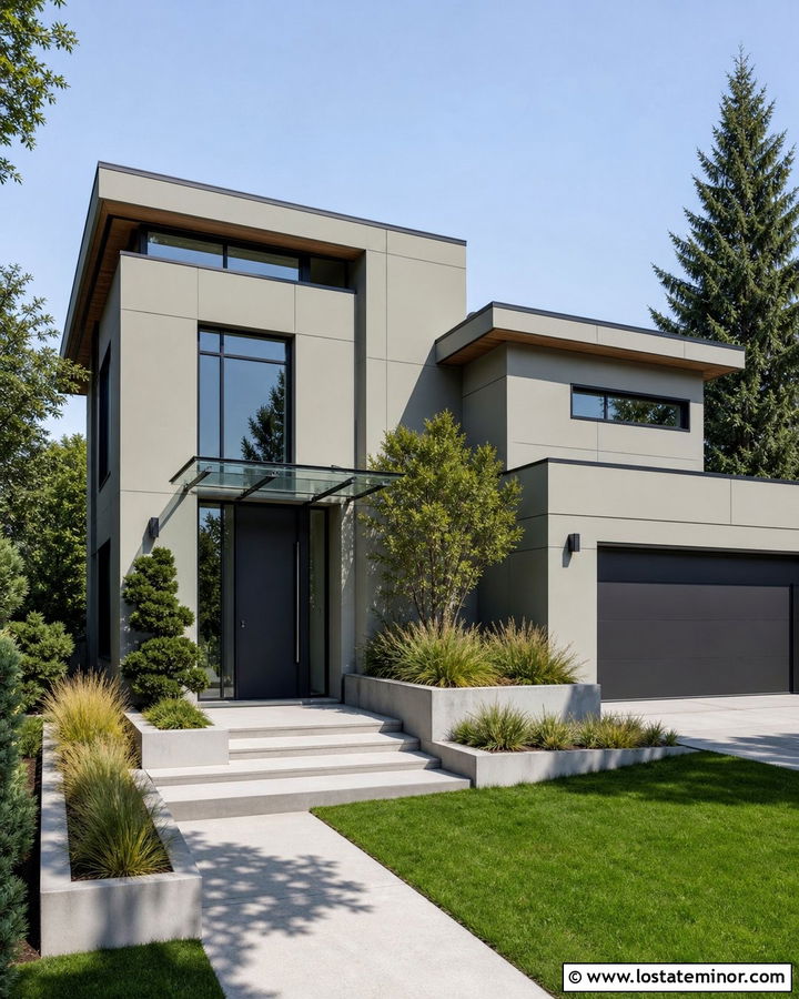 Sage Green House With Glass Door Canopy - 30 Sage Green House Design With Awning Ideas