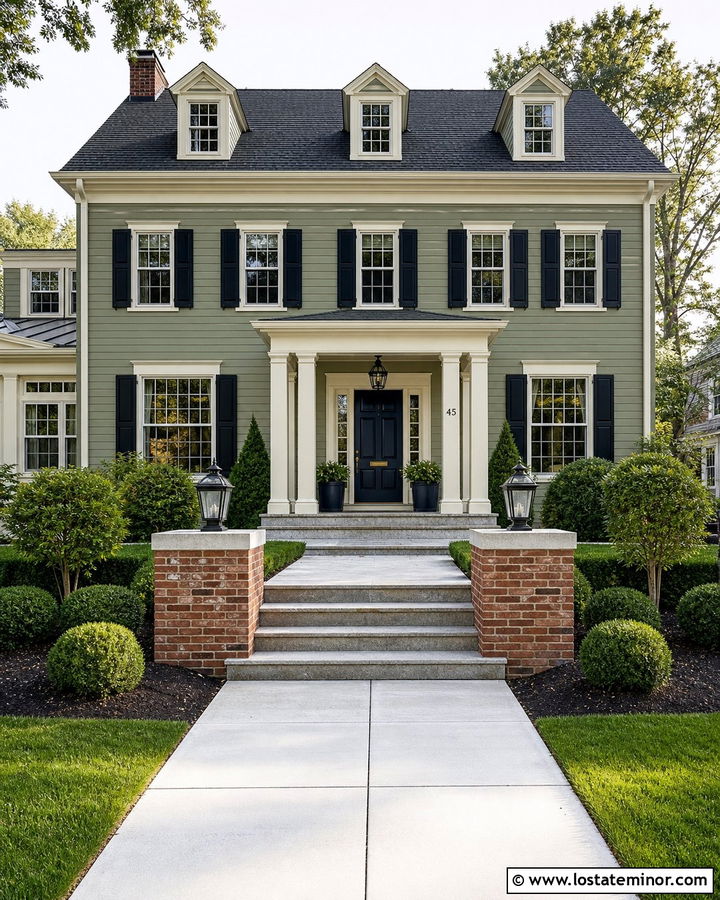 Sage Green House With Granite Steps - 30 Sage Green House Design With Steps Ideas