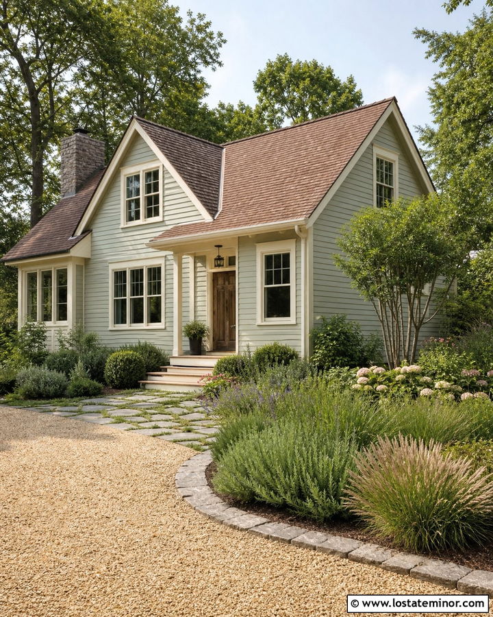 Sage Green House With Gravel Driveway - 30 Sage Green House Design With Driveway Ideas