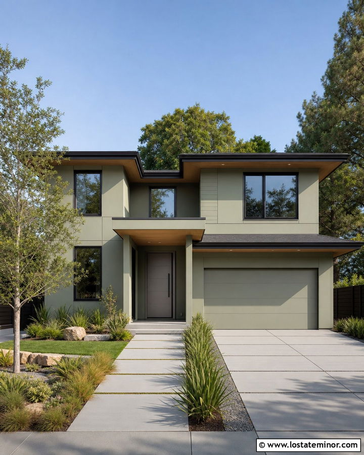 Sage Green House With Gray Front Door - 30 Sage Green House Design With Entry Door Ideas