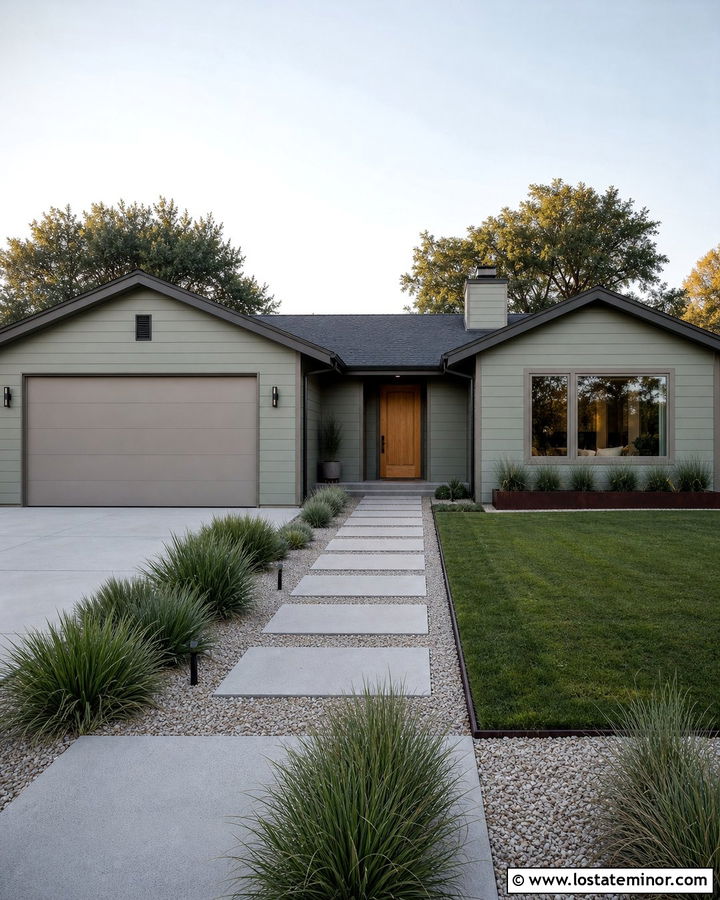 Sage Green House With Greige Window Frames - 30 Sage Green House Design With Window Frames Ideas