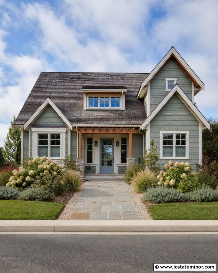 Sage Green House With Light Blue Front Door - 30 Sage Green House Design With Entry Door Ideas