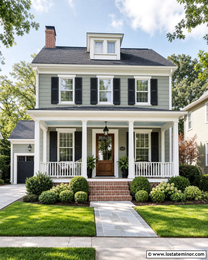 Sage Green House With Light Blue Porch Ceiling - 30 Sage Green House Design With Porch Ceiling Ideas