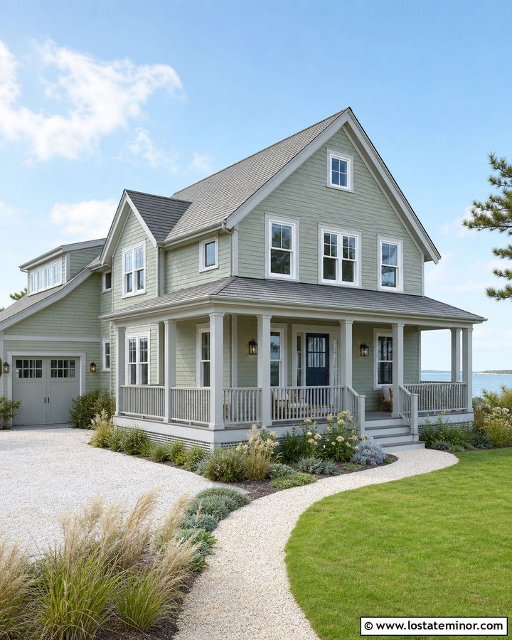 Sage Green House With Light Gray Trim - 30 Sage Green House Design With Trim Ideas