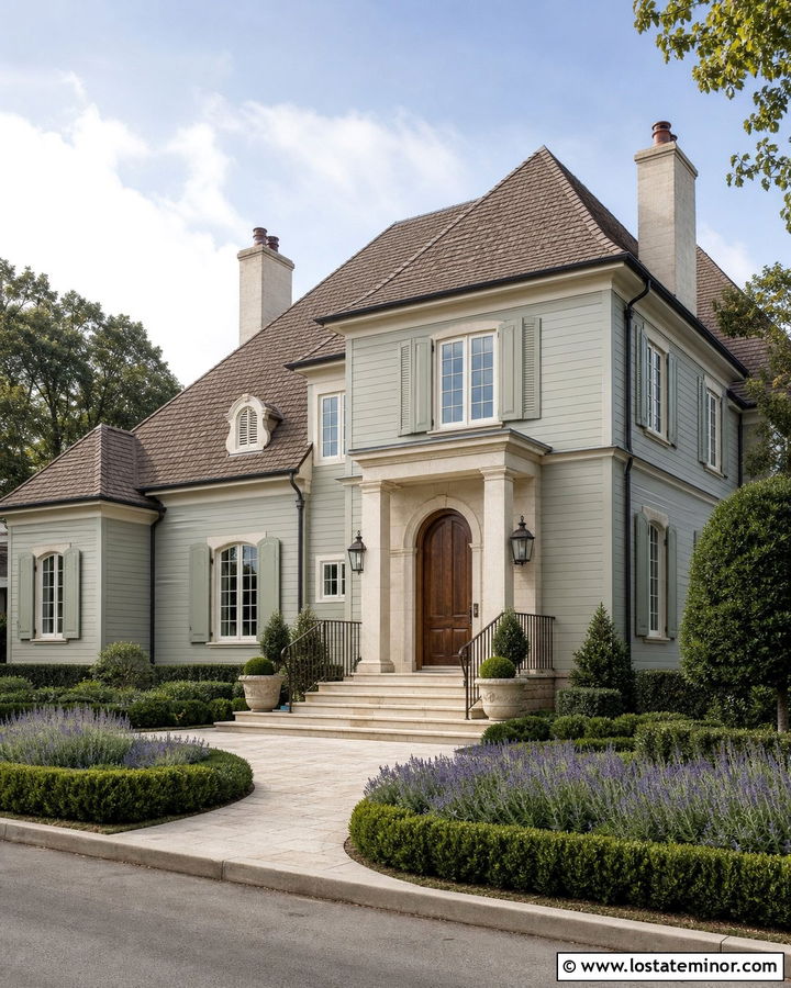 Sage Green House With Limestone Steps - 30 Sage Green House Design With Steps Ideas