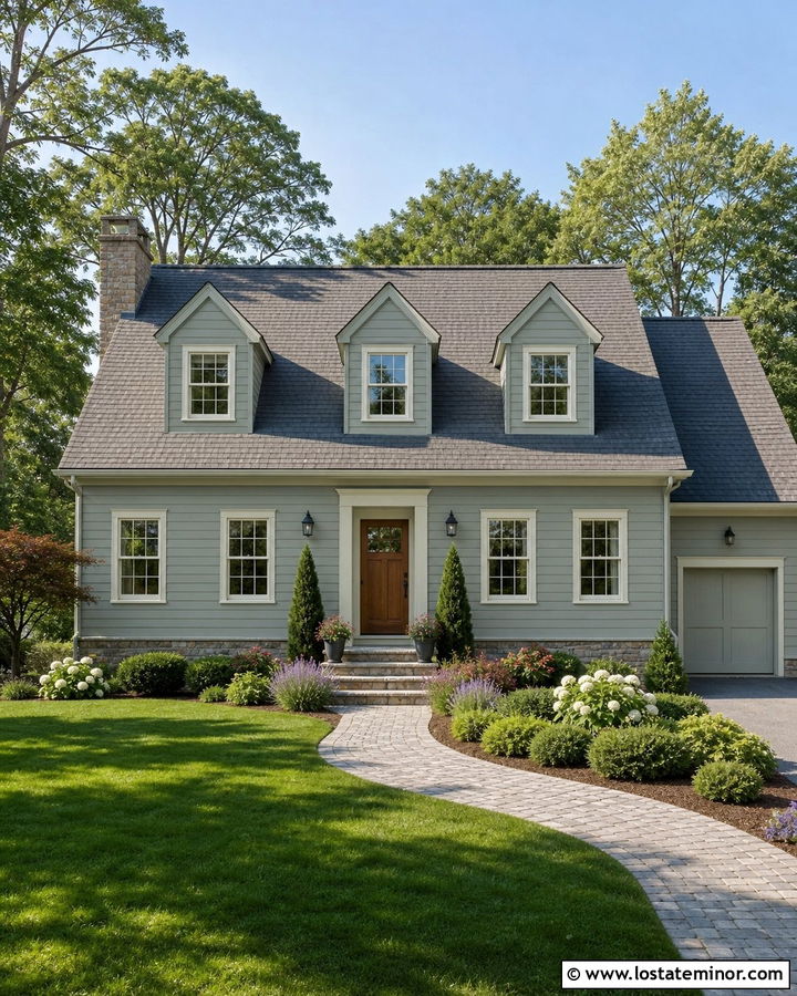 Sage Green House With Matching Dormers - 30 Sage Green House Design With Dormers Ideas