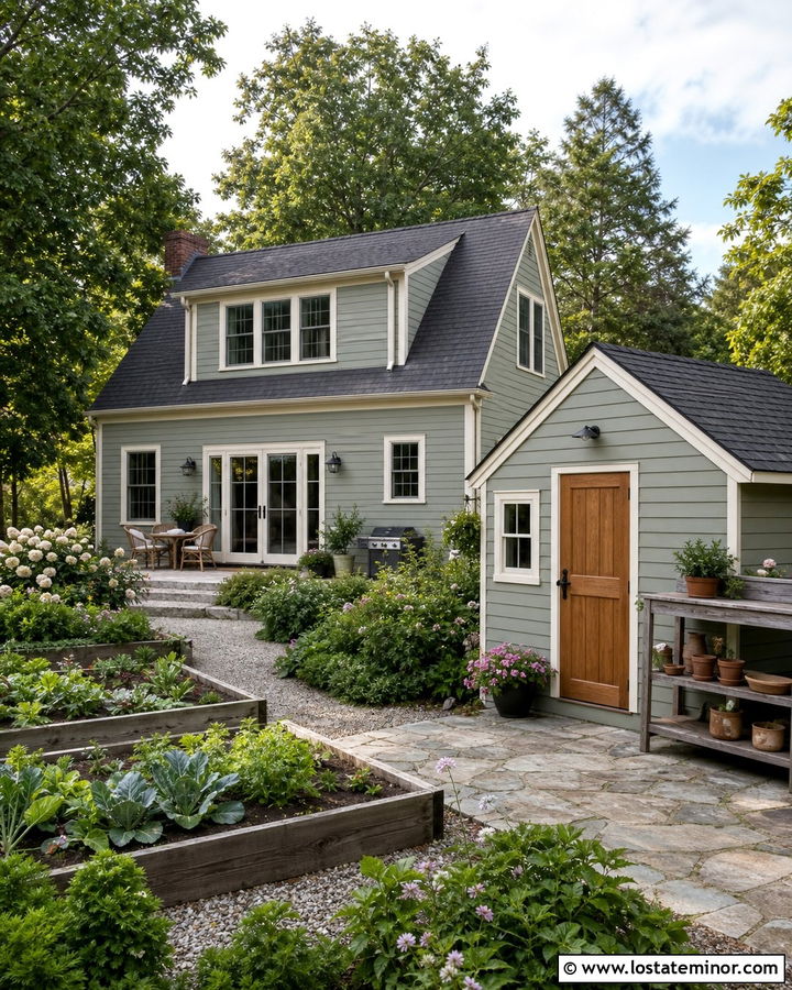 Sage Green House With Matching Garden Shed - 30 Sage Green House Design With Backyard Ideas