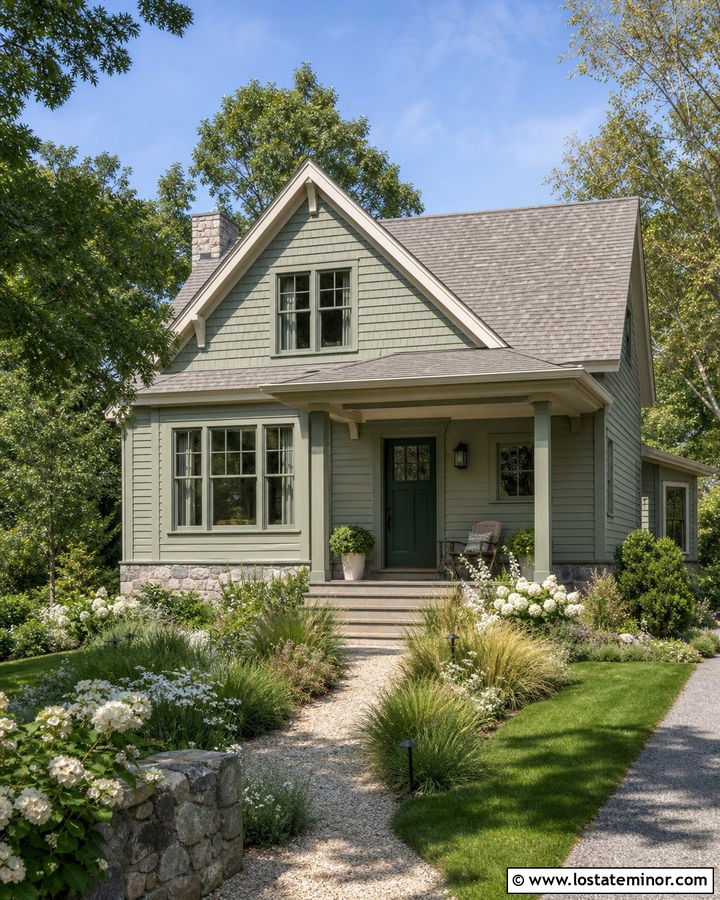 Sage Green House With Matching Green Window Frames - 30 Sage Green House Design With Window Frames Ideas