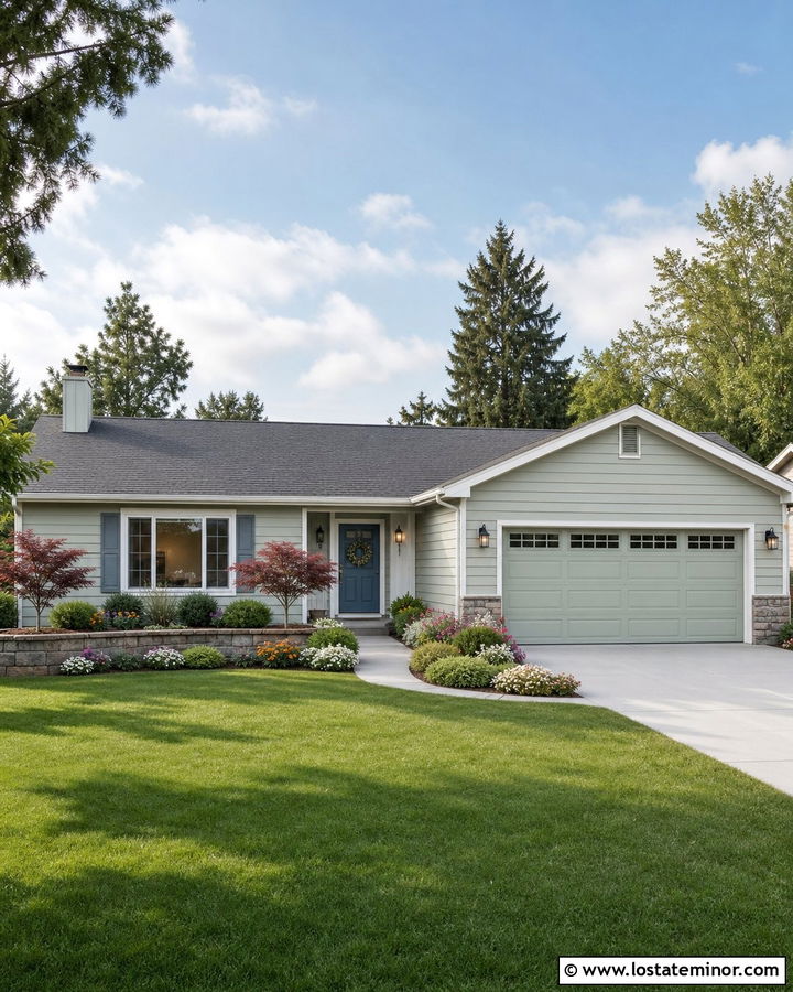 Sage Green House With Medium Gray Roof - 30 Sage Green House Design With Roof Ideas