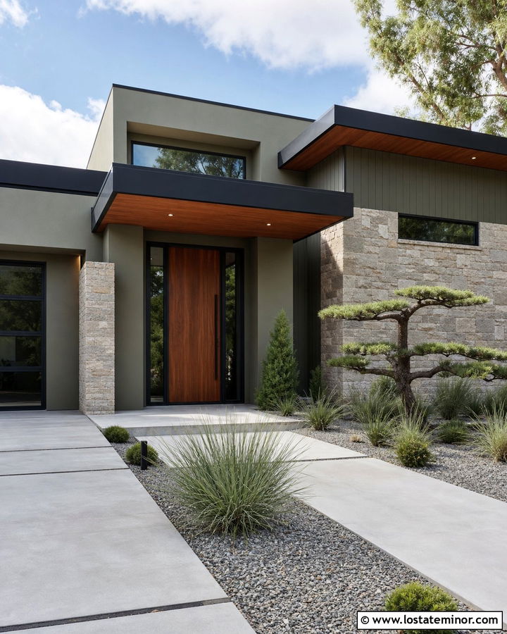 Sage Green House With Modern Pivot Door - 30 Sage Green House Design With Entry Door Ideas