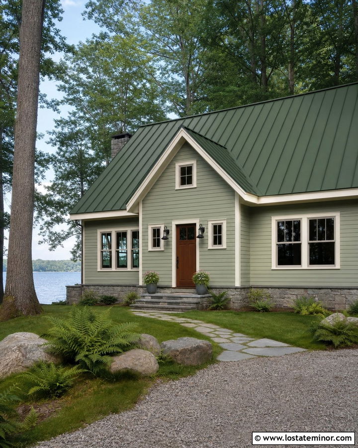 Sage Green House With Moss Green Metal Roof - 30 Sage Green House Design With Roof Ideas