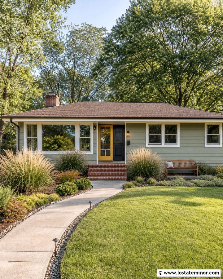 Sage Green House With Mustard Storm Door - 30 Sage Green House Design With Storm Door Ideas