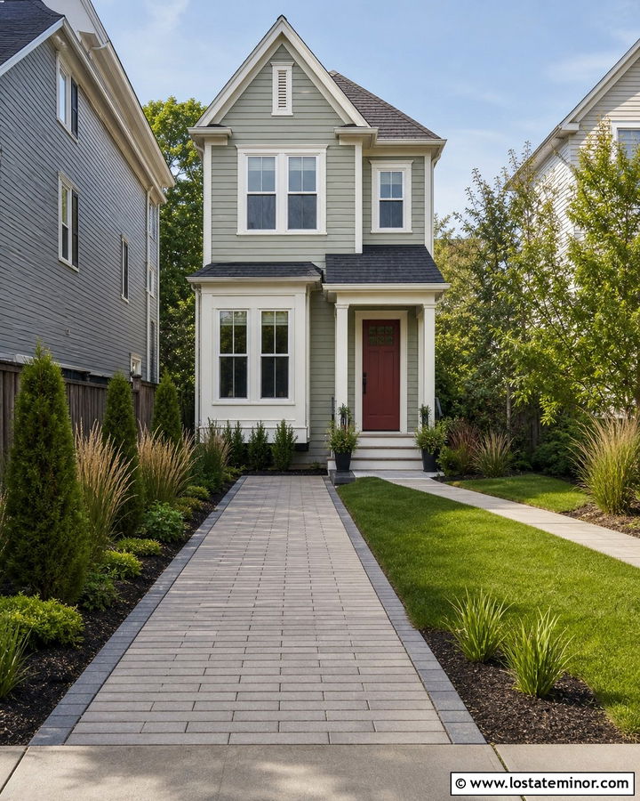 Sage Green House With Narrow Driveway - 30 Sage Green House Design With Driveway Ideas
