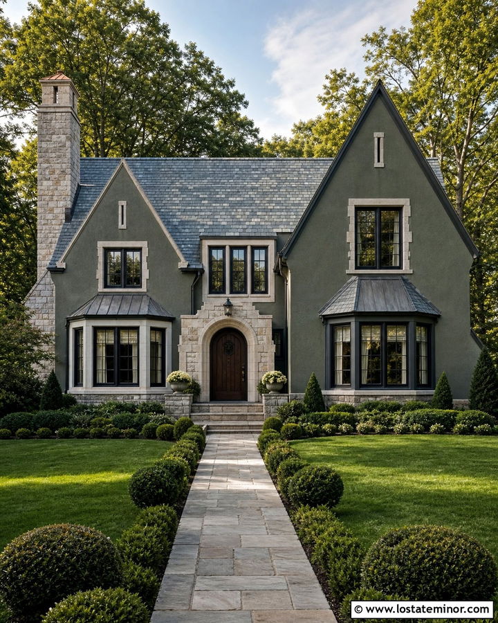 Sage Green House With Natural Slate Roof - 30 Sage Green House Design With Roof Ideas