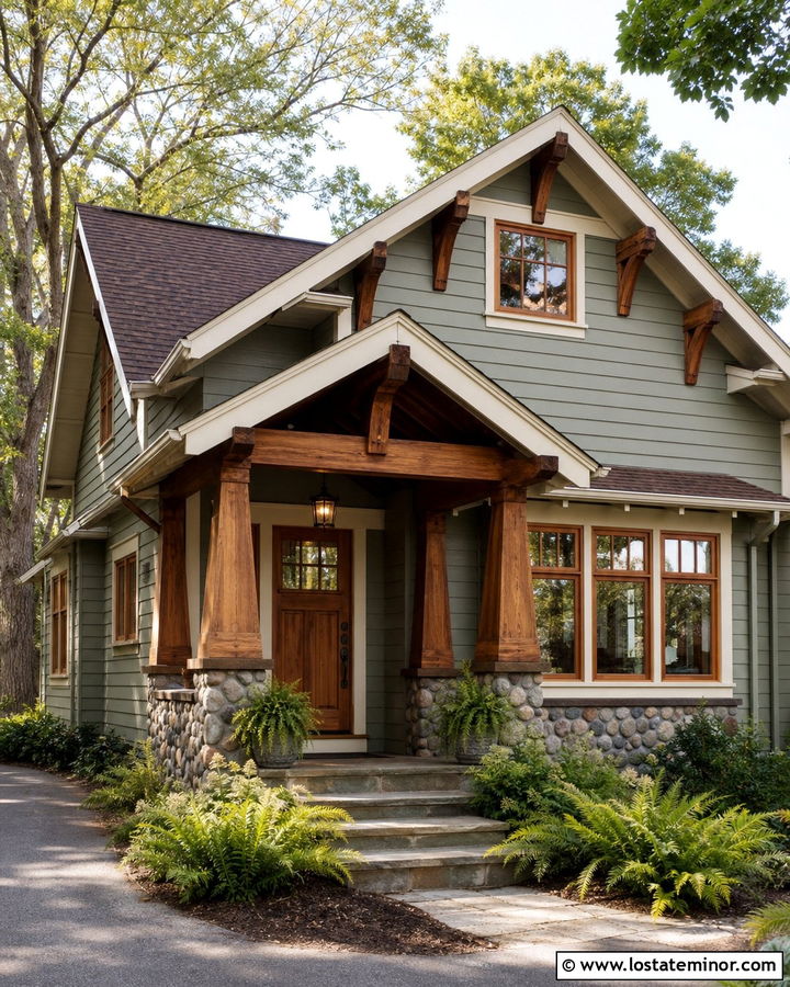 Sage Green House With Natural Wood Window Frames - 30 Sage Green House Design With Window Frames Ideas