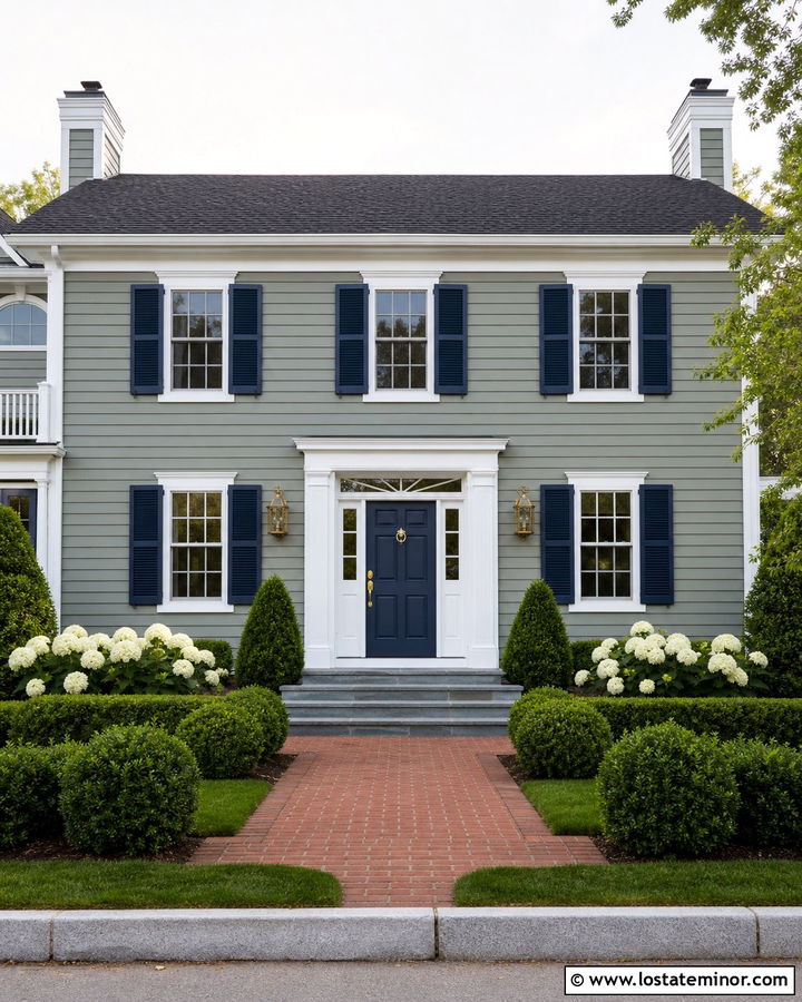 Sage Green House With Navy Blue Front Door - 30 Sage Green House Design With Front Door Ideas