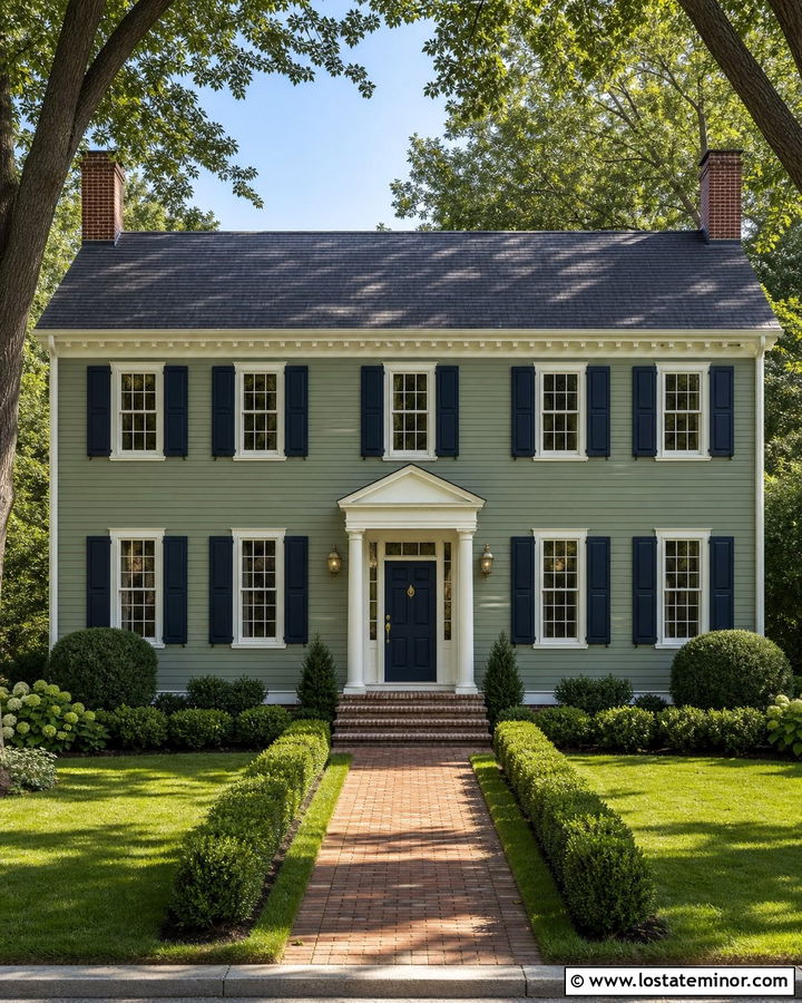 Sage Green House With Navy Blue Trim - 30 Sage Green House Design With Trim Ideas
