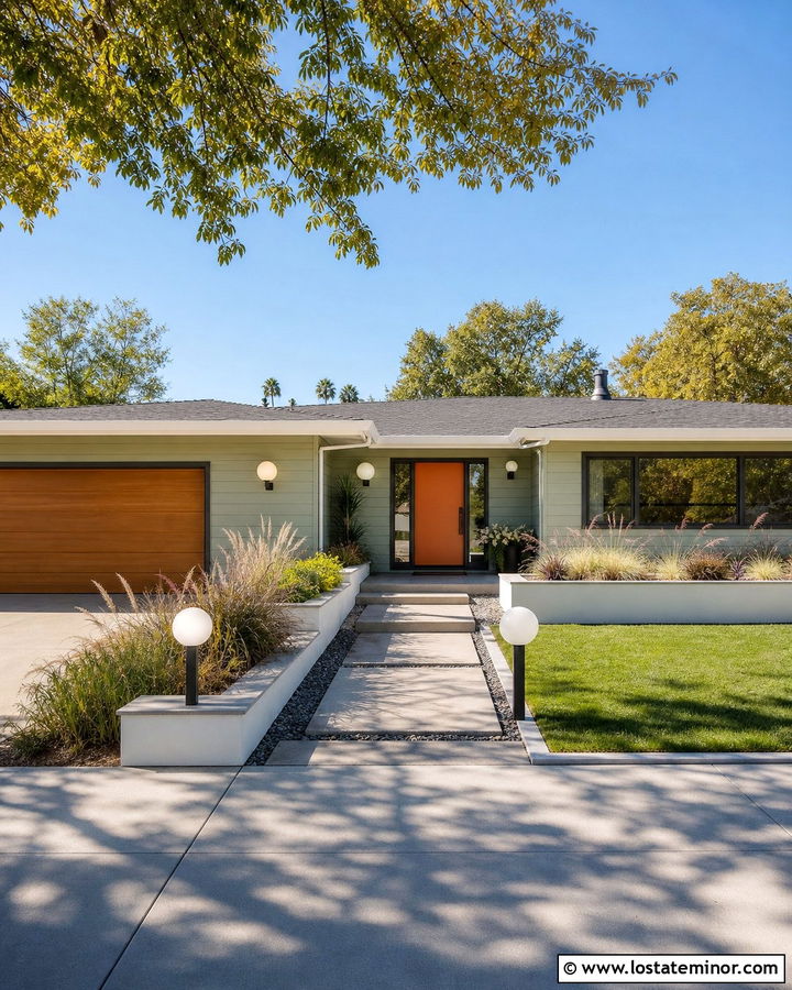 Sage Green House With Orange Front Door - 30 Sage Green House Design With Entry Door Ideas
