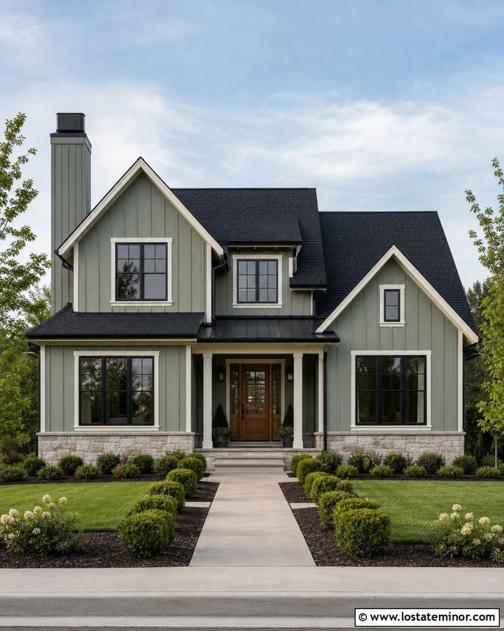 Sage Green House With Painted Chimney - 30 Sage Green House Design With Chimney Ideas