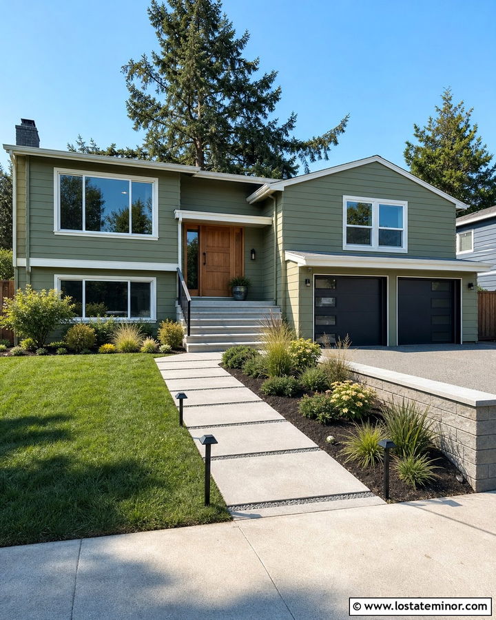 Sage Green House With Permeable Paver Walkway - 30 Sage Green House Design With Walkway Ideas