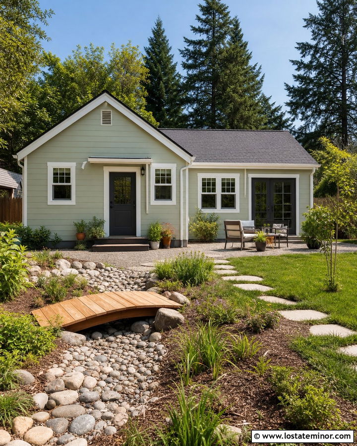 Sage Green House With Rain Garden - 30 Sage Green House Design With Backyard Ideas