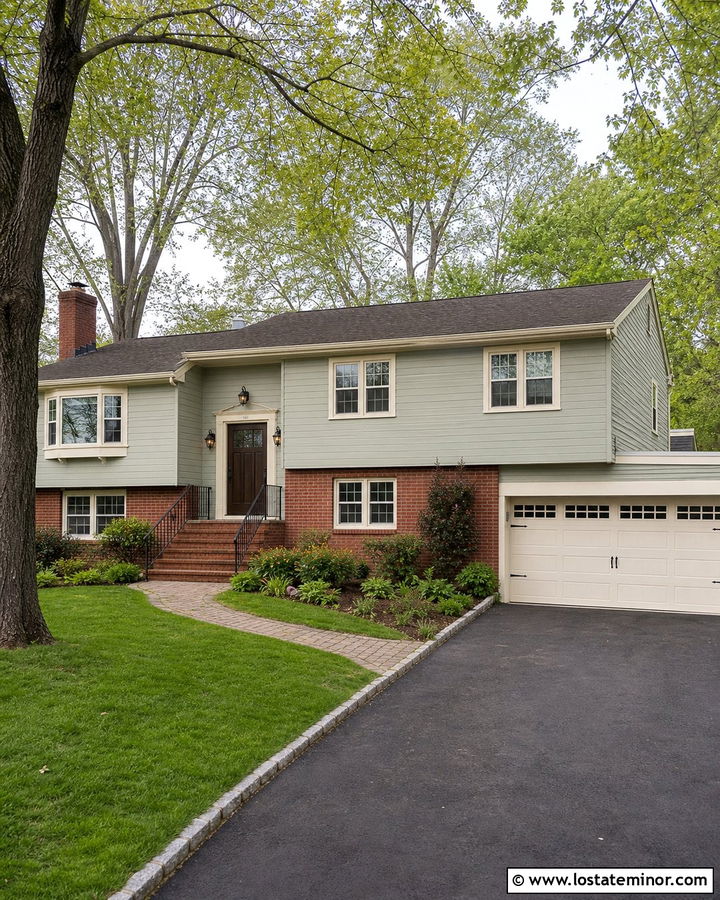 Sage Green House With Red Brick And Cream Trim - 30 Sage Green House Design With Trim Ideas