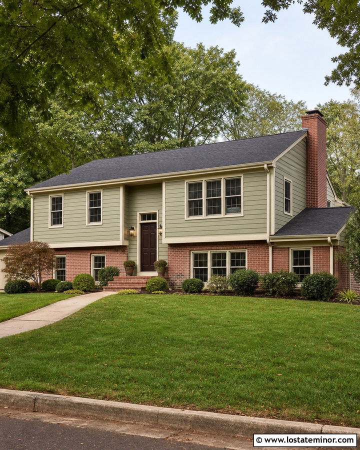 Sage Green House With Red Brick - 30 Sage Green House Design With Accents Ideas