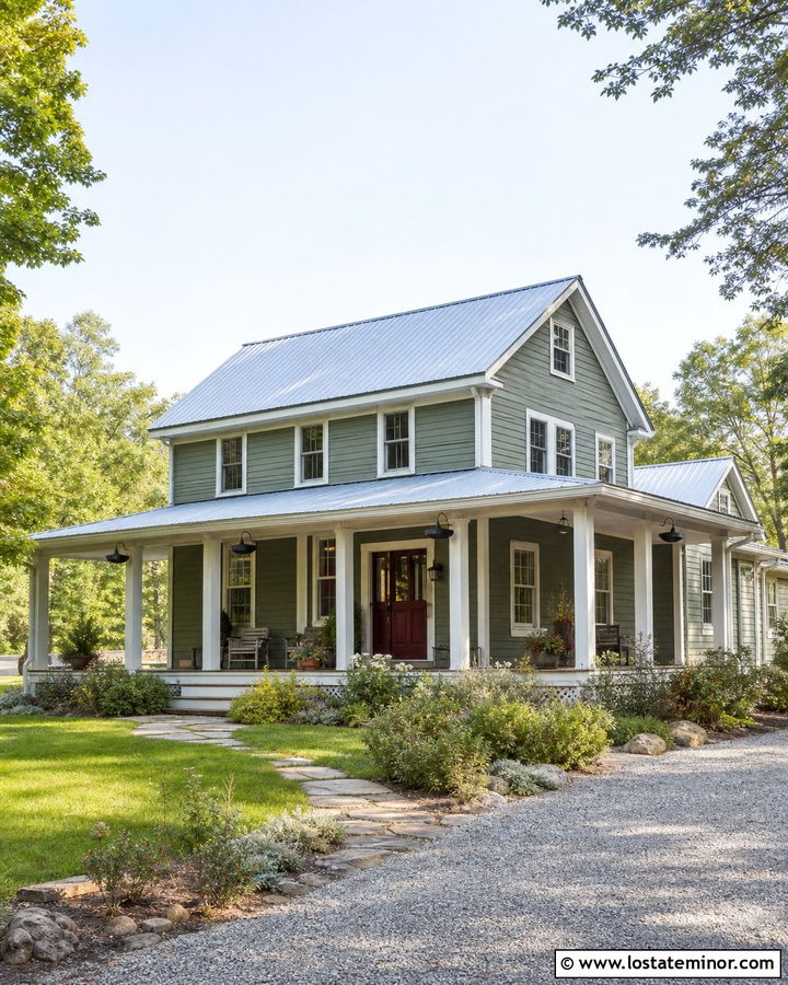 Sage Green House With Red Front Door - 30 Sage Green House Design With Entry Door Ideas