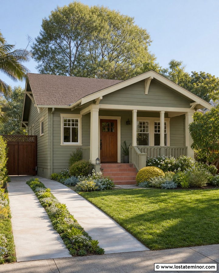 Sage Green House With Ribbon Driveway - 30 Sage Green House Design With Driveway Ideas