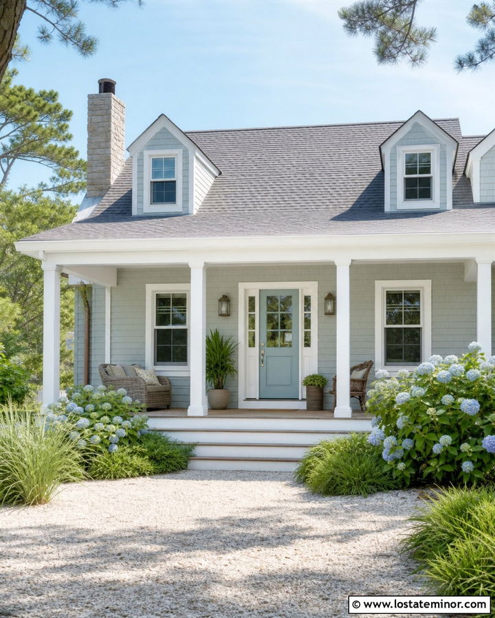 Sage Green House With Robins Egg Blue Front Door - 30 Sage Green House Design With Front Door Ideas