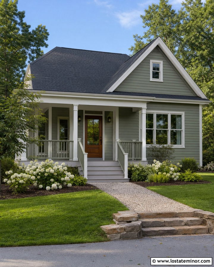 Sage Green House With Sage Railings - 30 Sage Green House Design With Railings Ideas