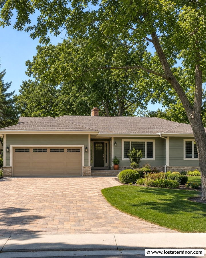 Sage Green House With Sandstone Garage Door - 30 Sage Green House Design With Garage Door Ideas