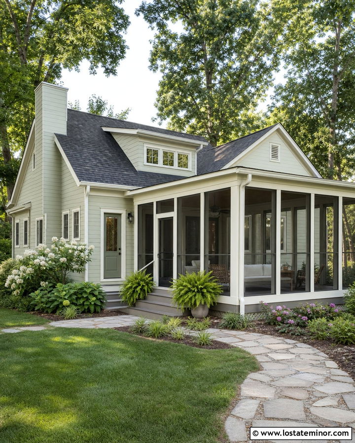 Sage Green House With Screened Deck - 30 Sage Green House Design With Deck Ideas
