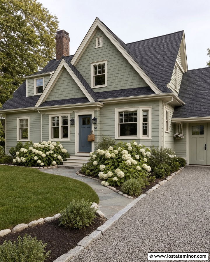 Sage Green House With Shingle Gables - 30 Sage Green House Design With Gables Ideas