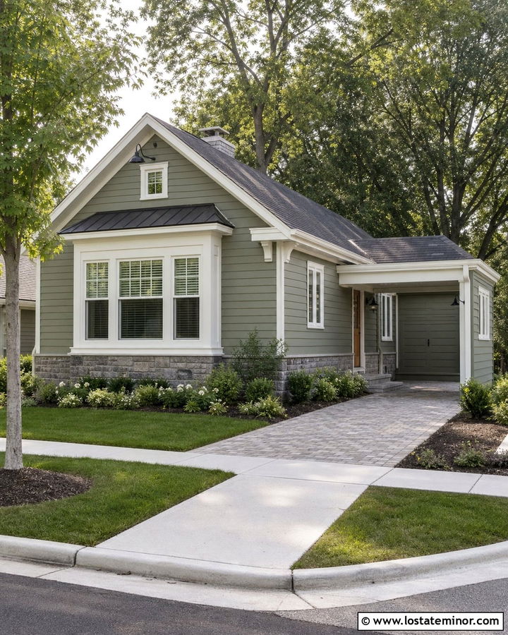 Sage Green House With Side Entry Carport - 30 Sage Green House Design With Carport Ideas