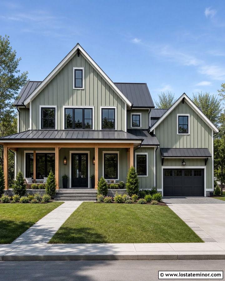 Sage Green House With Side Entry Driveway - 30 Sage Green House Design With Driveway Ideas