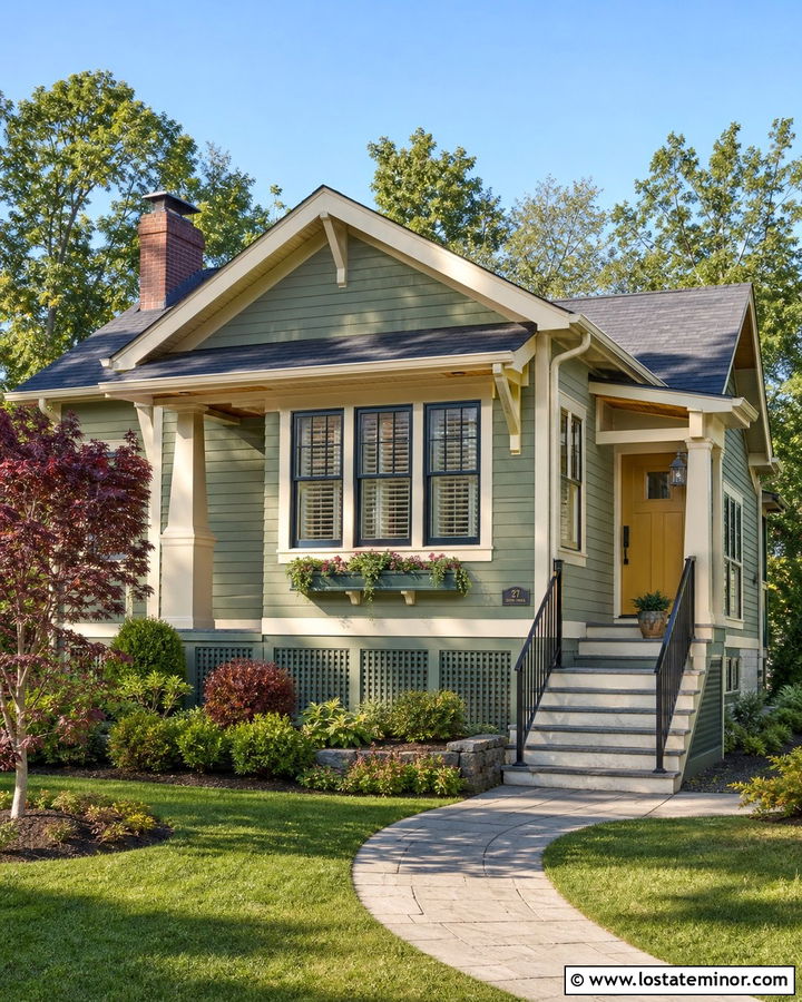 Sage Green House With Side Entry Steps - 30 Sage Green House Design With Steps Ideas