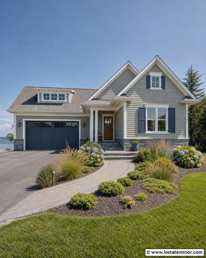 Sage Green House With Slate Blue Garage Door - 30 Sage Green House Design With Garage Door Ideas