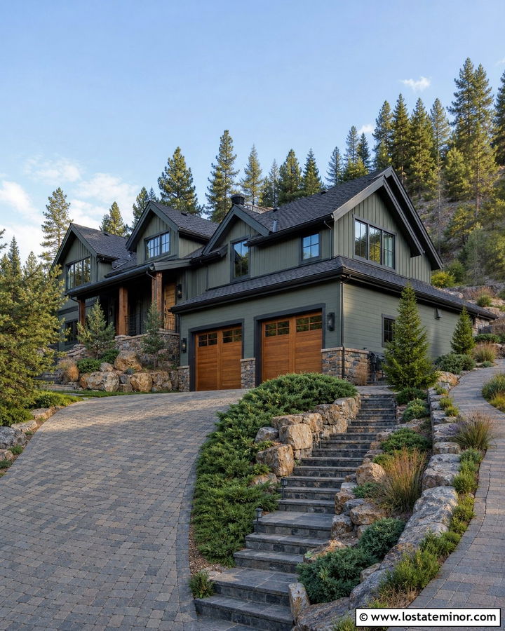 Sage Green House With Sloped Driveway - 30 Sage Green House Design With Driveway Ideas