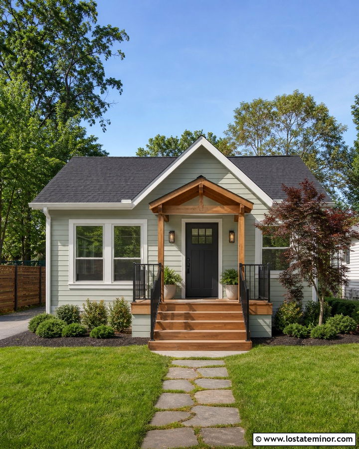 Sage Green House With Small Front Deck - 30 Sage Green House Design With Deck Ideas