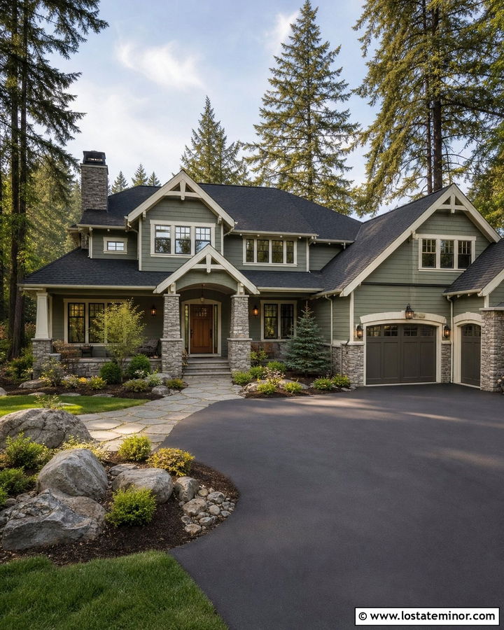 Sage Green House With Stone Accents - 30 Sage Green House Design With Accents Ideas