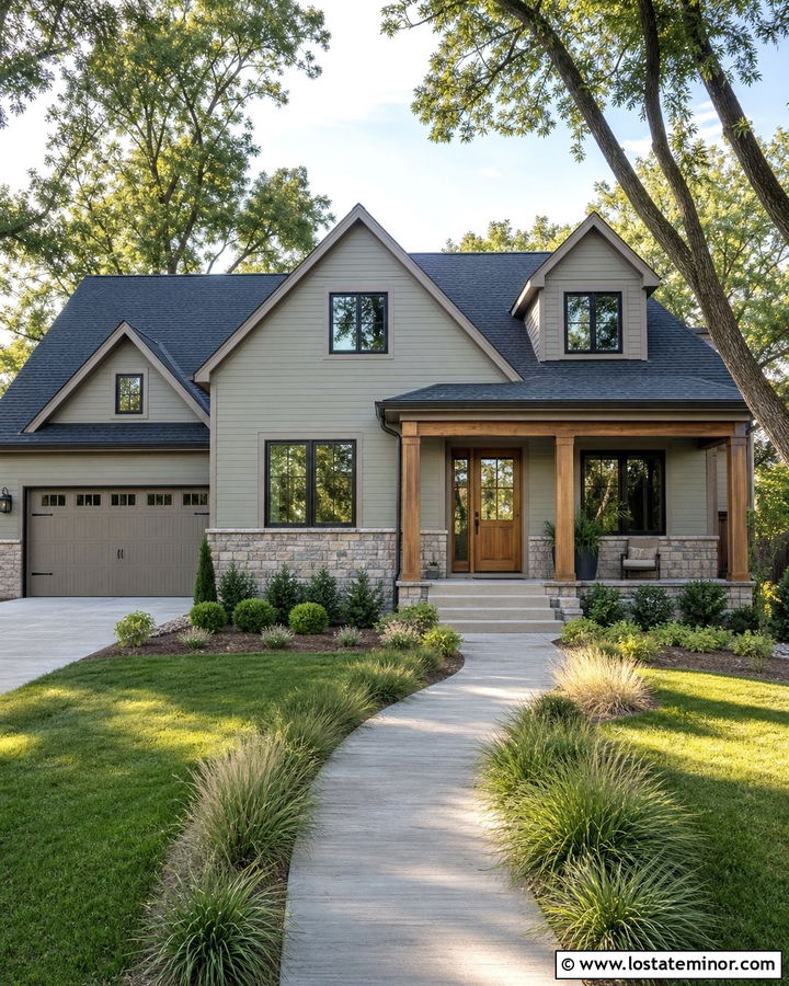 Sage Green House With Stone Wainscoting - 30 Sage Green House Design With Stone Accents Ideas