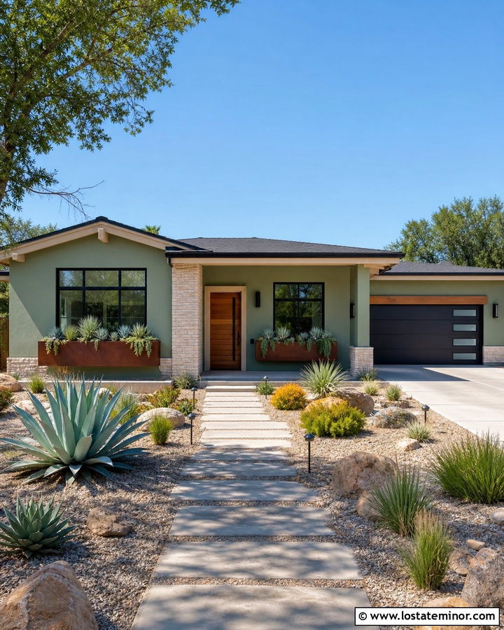 Sage Green House With Succulent Window Boxes - 30 Sage Green House Design With Window Boxes Ideas