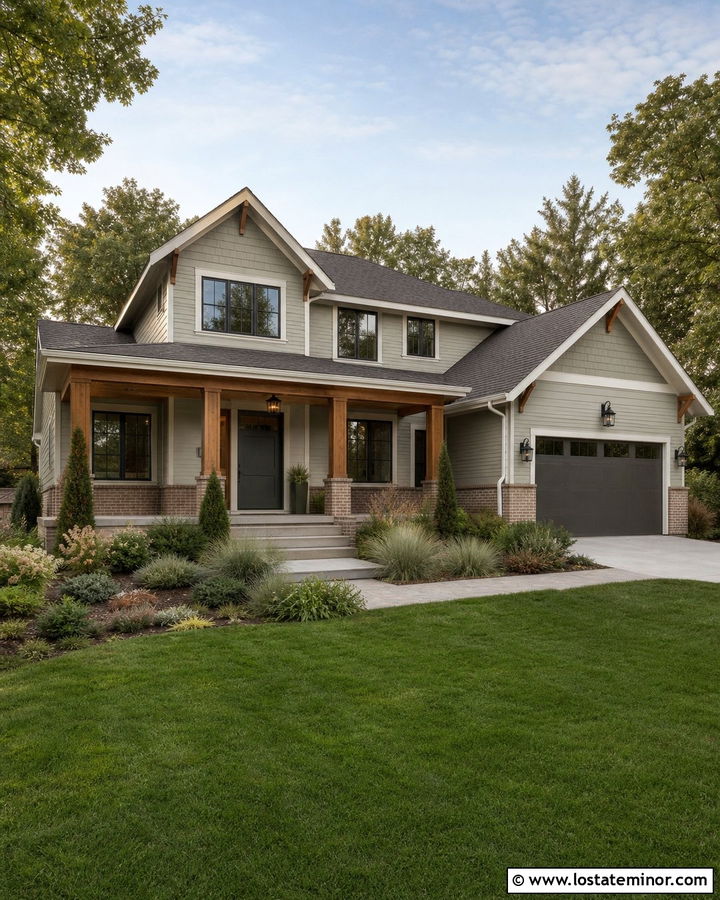 Sage Green House With Taupe Brick - 30 Sage Green House Design With Brick Accents Ideas