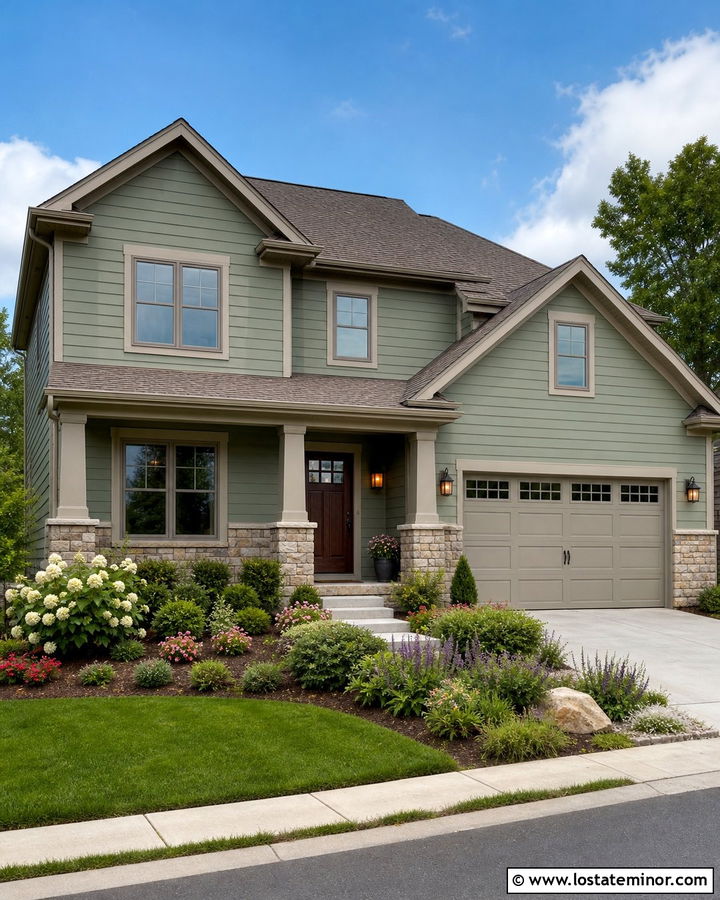 Sage Green House With Taupe Trim - 30 Sage Green House Design With Trim Ideas