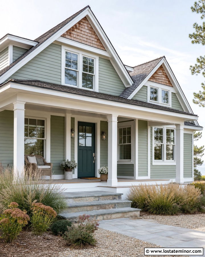 Sage Green House With Teal Front Door - 30 Sage Green House Design With Front Door Ideas