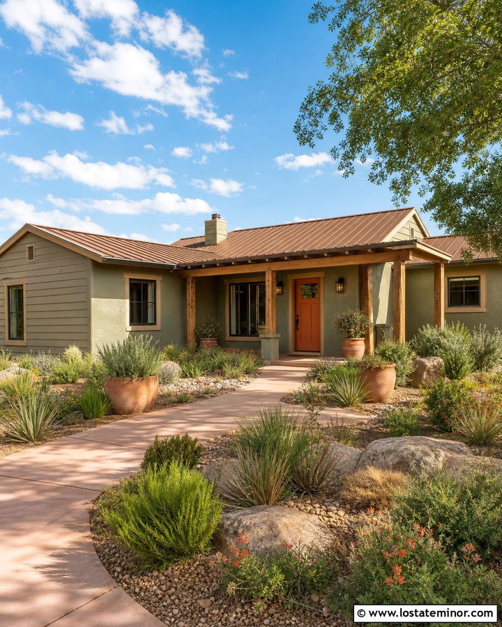 Sage Green House With Terracotta Front Door - 30 Sage Green House Design With Front Door Ideas