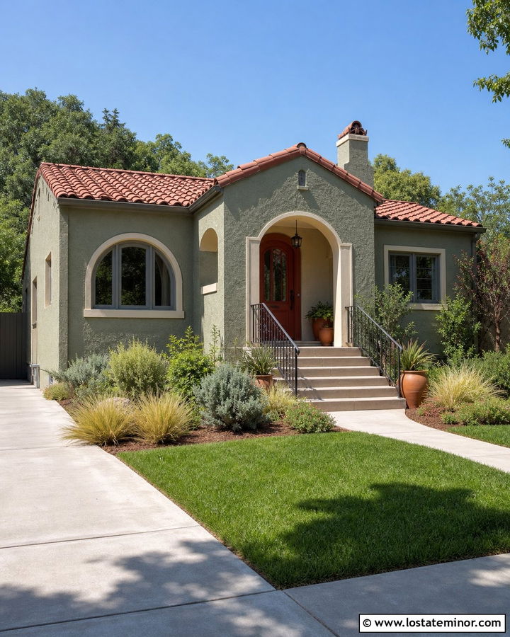 Sage Green House With Terracotta Storm Door - 30 Sage Green House Design With Storm Door Ideas