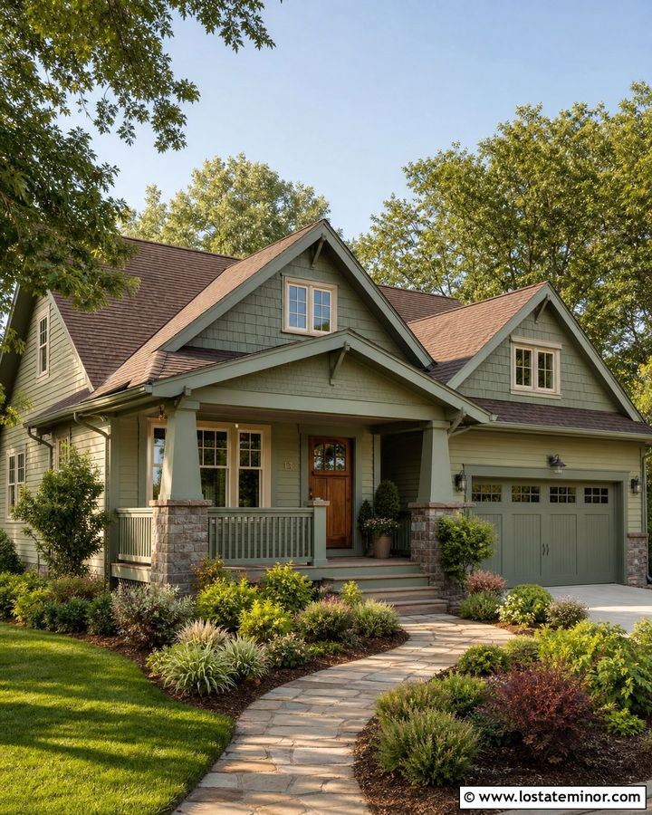 Sage Green House With Two Tone Sage Trim - 30 Sage Green House Design With Trim Ideas