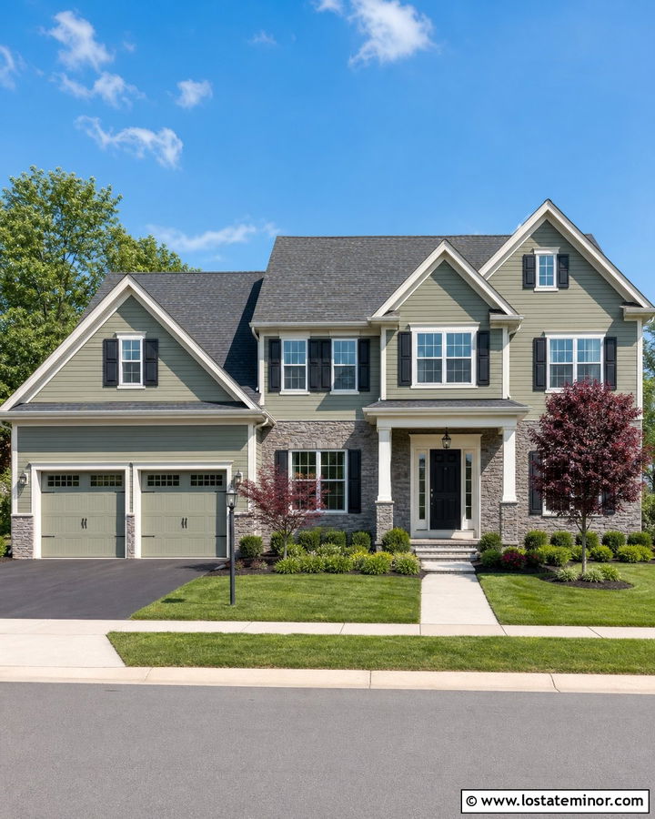 Sage Green House With Variegated Gray Roof - 30 Sage Green House Design With Roof Ideas